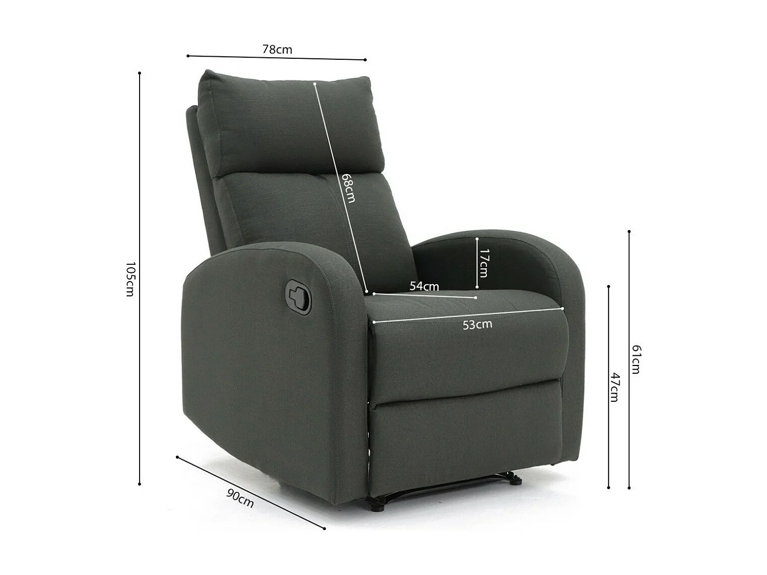 Fauteuil relax ERA relevable manuellement matière PU couleur gris, un fauteuil d'exception