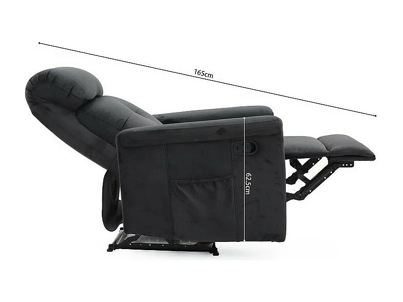 Handmatig verstelbare relaxfauteuil VENISE in de kleur zwart