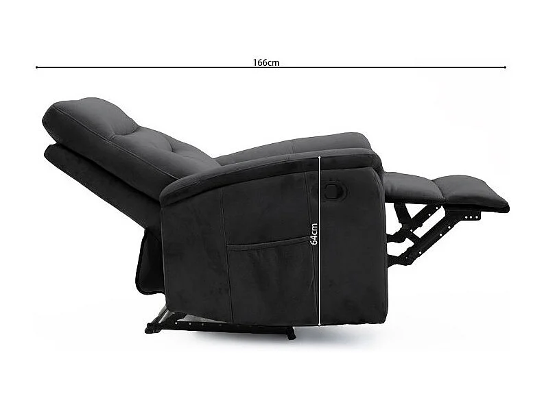 Handmatig verstelbare relaxfauteuil PARIS in de kleur zwart