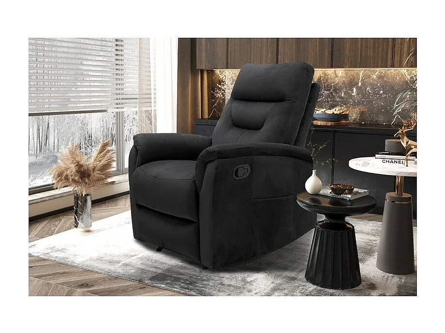 Handmatig verstelbare relaxfauteuil PARIS in de kleur zwart