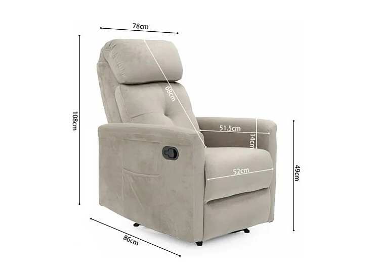 Fauteuil relaxation relevable manuellement VENISE coloris beige
