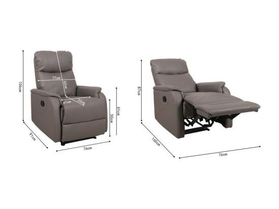 vente unique Fauteuil relaxation relevable manuellement TOKIO coloris taupe