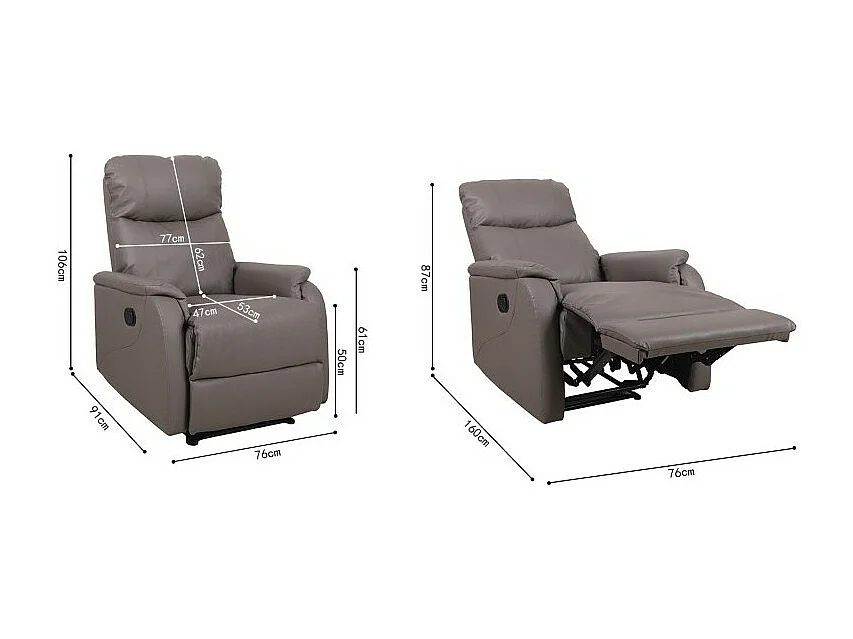 Sillón reclinable manual TOKIO color taupe.