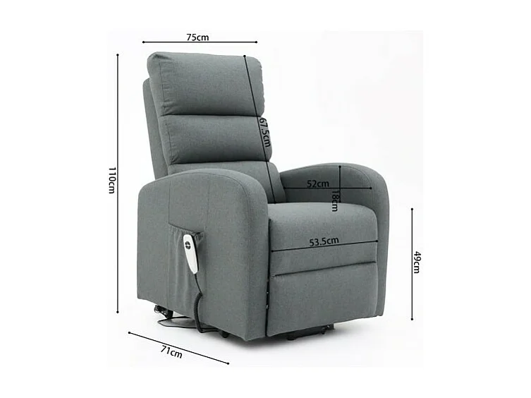 Fauteuil relax electrique SYDNEY Tissu Gris Foncé