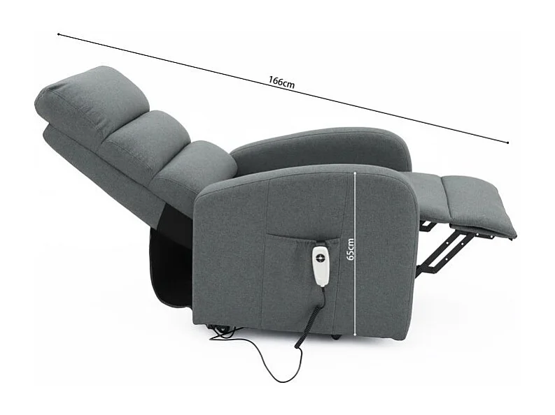 Fauteuil relax electrique SYDNEY Tissu Gris Foncé