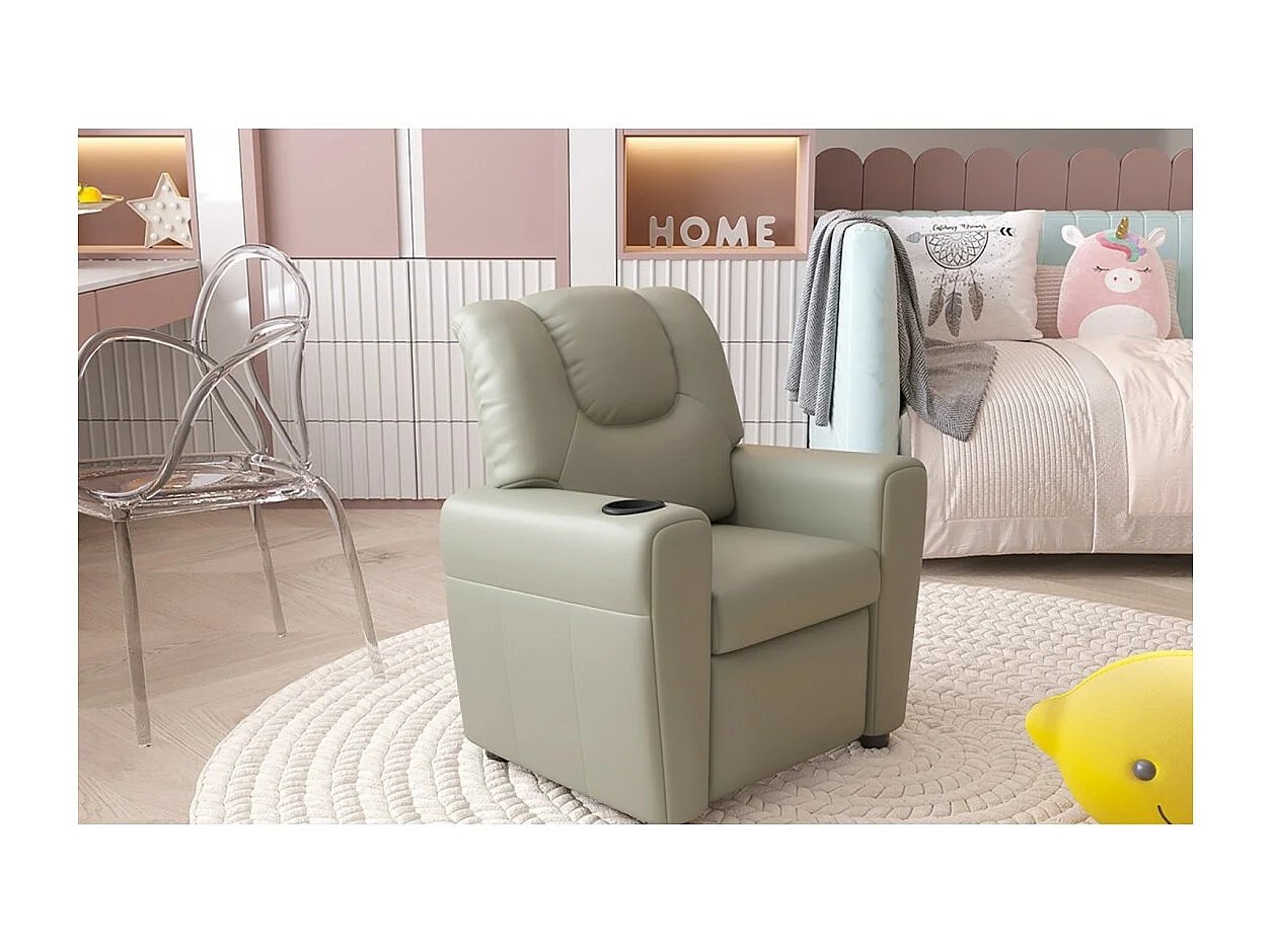 Mini relaxfauteuil ITCHI handmatig verstelbaar, materiaal PU, kleur grijs.