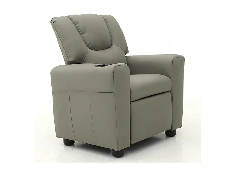 Mini fauteuil relax ITCHI relevable manuellement matière PU couleur gris.