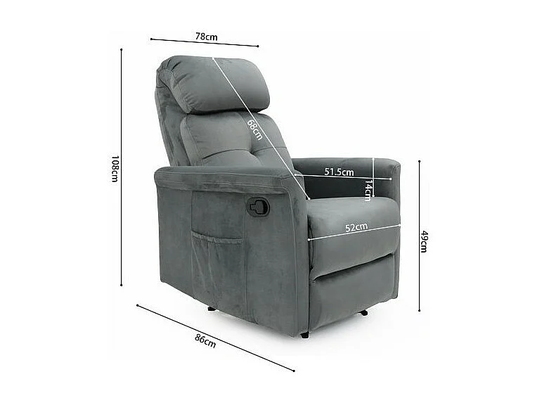 Fauteuil relaxation relevable manuellement VENISE coloris gris