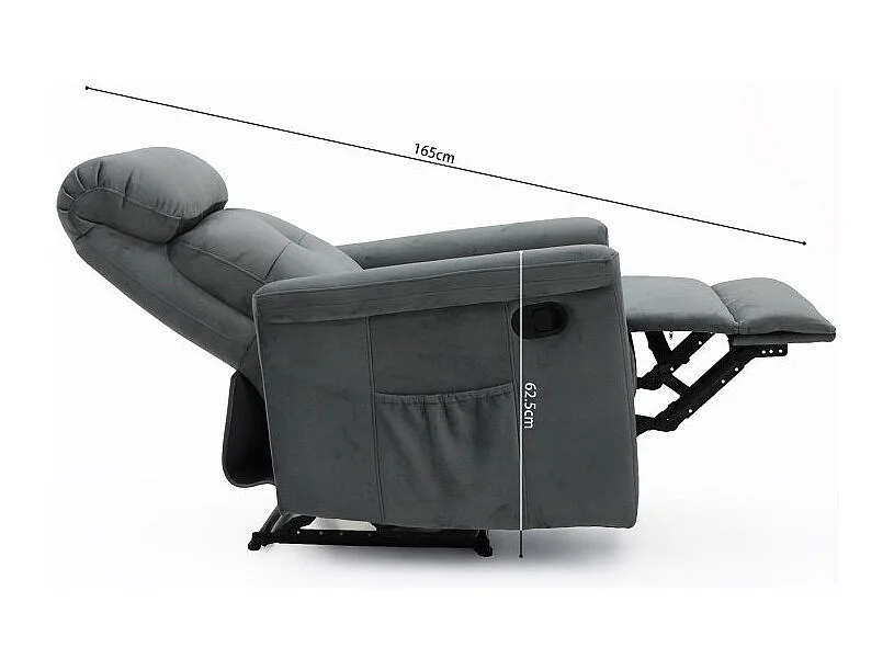 Fauteuil relaxation relevable manuellement VENISE coloris gris