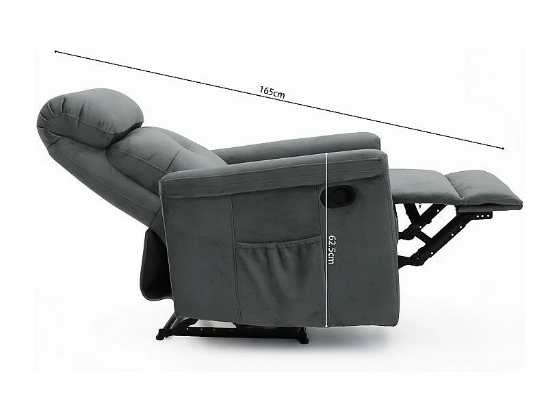 Fauteuil relaxation relevable manuellement VENISE coloris gris