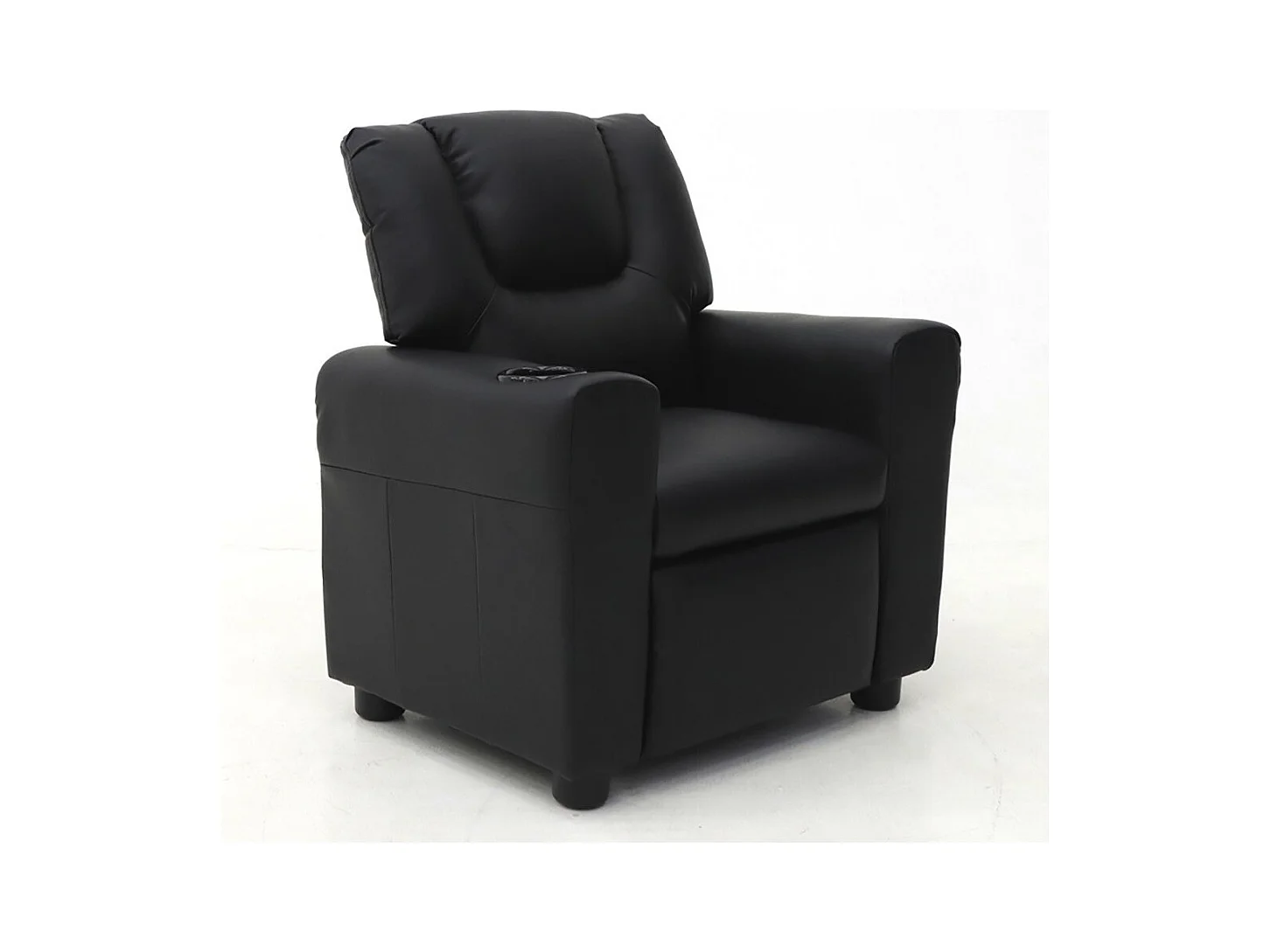 Mini fauteuil relax ITCHI relevable manuellement matière PU couleur noir.