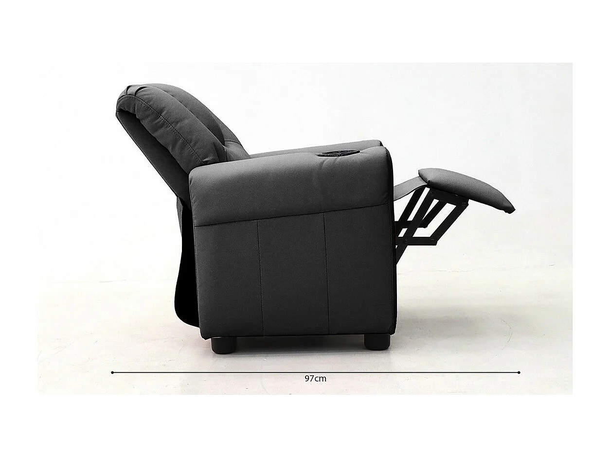 Mini relaxfauteuil ITCHI handmatig verstelbaar, PU-materiaal, kleur zwart.