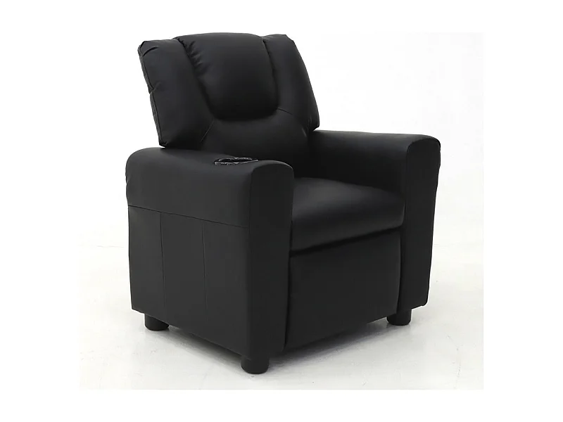 Mini relaxfauteuil ITCHI handmatig verstelbaar, PU-materiaal, kleur zwart.