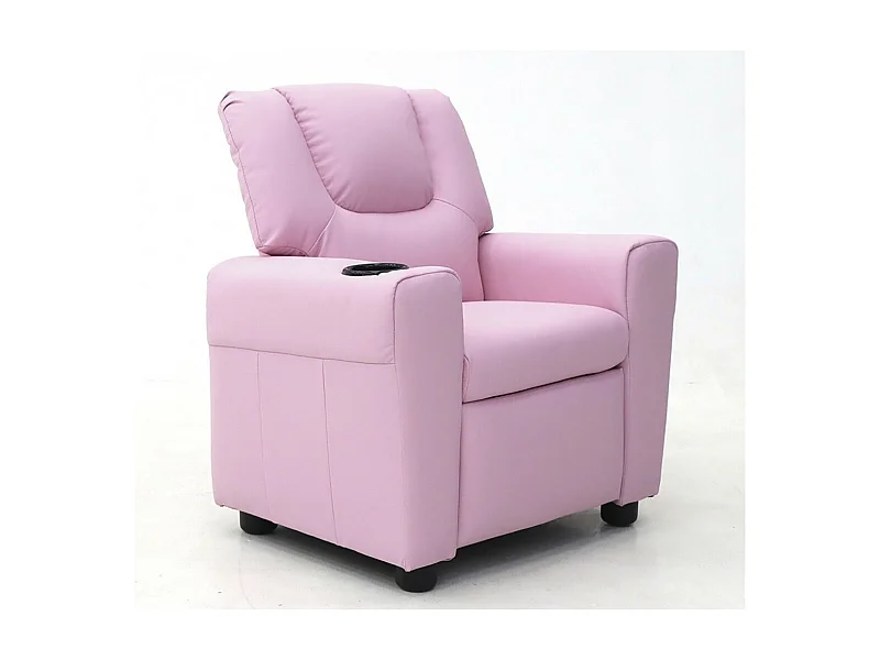 Kleiner Relaxsessel ITCHI manuell verstellbar aus PU in Rosa.