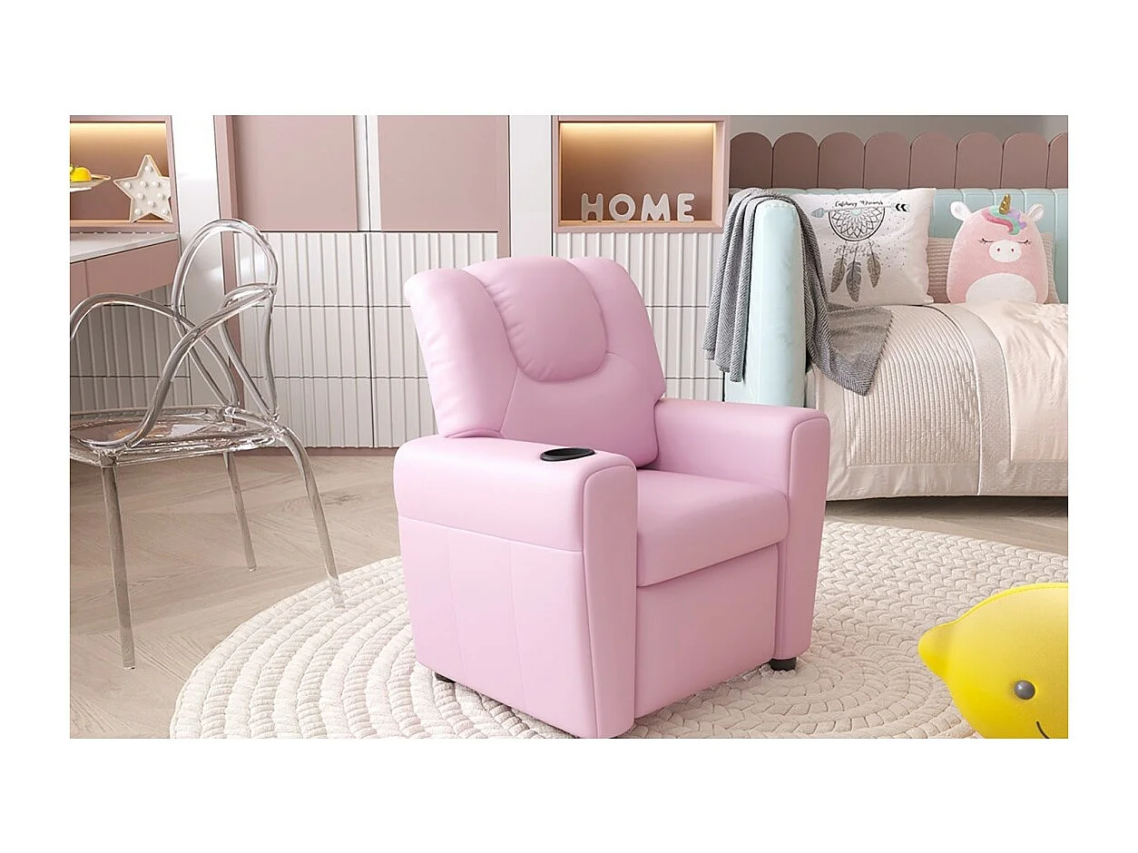Mini relaxfauteuil ITCHI handmatig verstelbaar, materiaal PU, kleur roze.