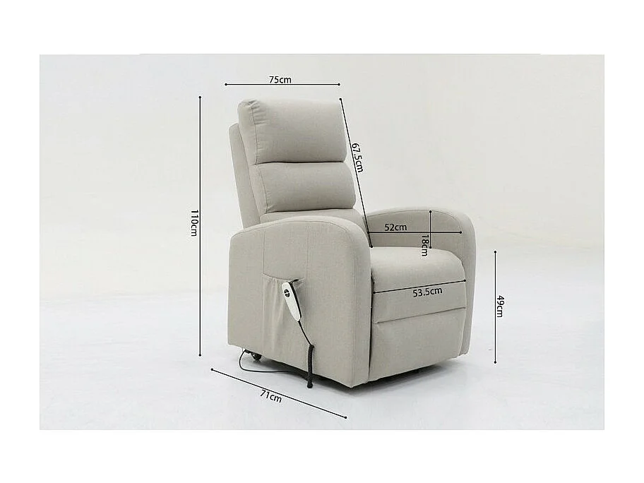 Fauteuil relaxation releveur electrique SYDNEY Tissu Gris clair