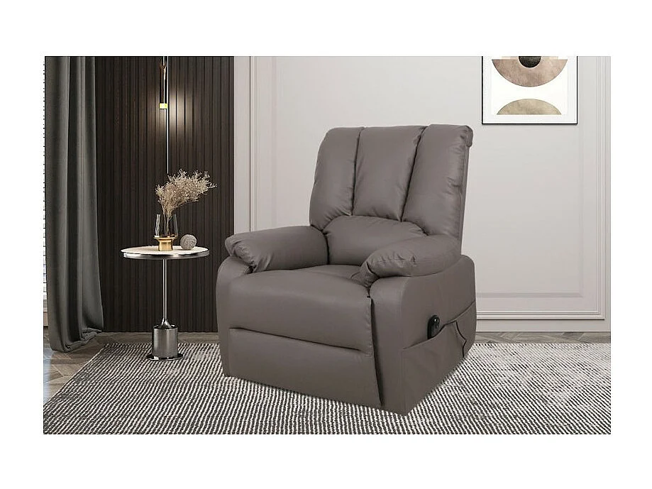 Elektrischer Relaxsessel TAIWAN in Taupe, Kunstleder PU