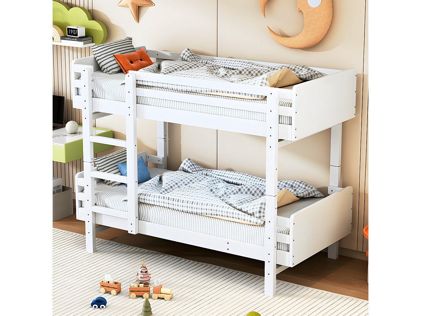 Lit superposé transformable en 2 lits simple - 90x190 cm - en bois