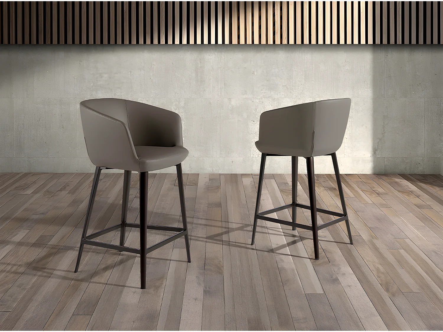 Tabouret en simili cuir gris 4134 ANGEL CERDA
