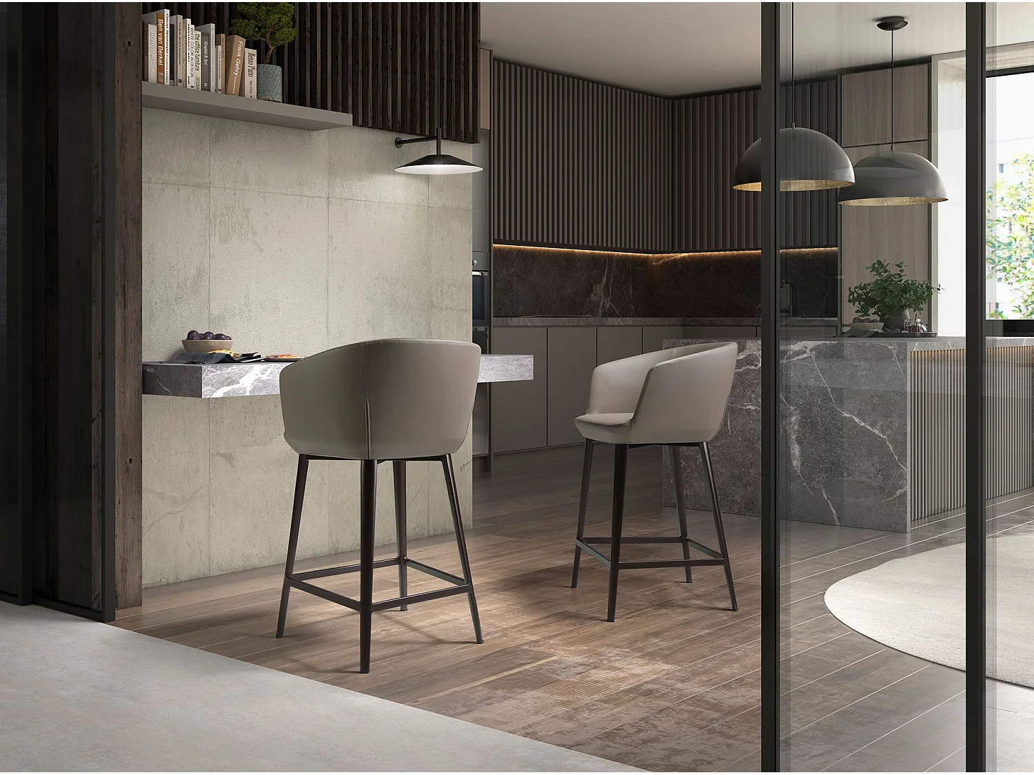 Tabouret en similicuir gris 4134 ANGEL CERDA