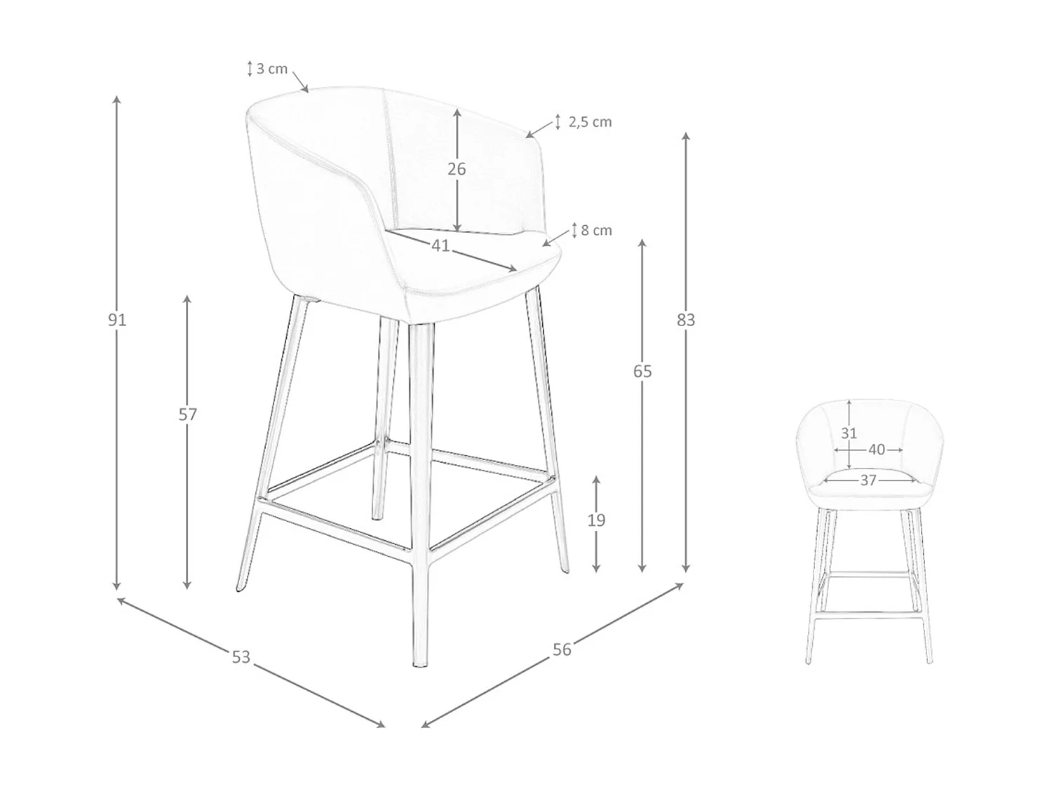 Tabouret en similicuir gris 4134 ANGEL CERDA