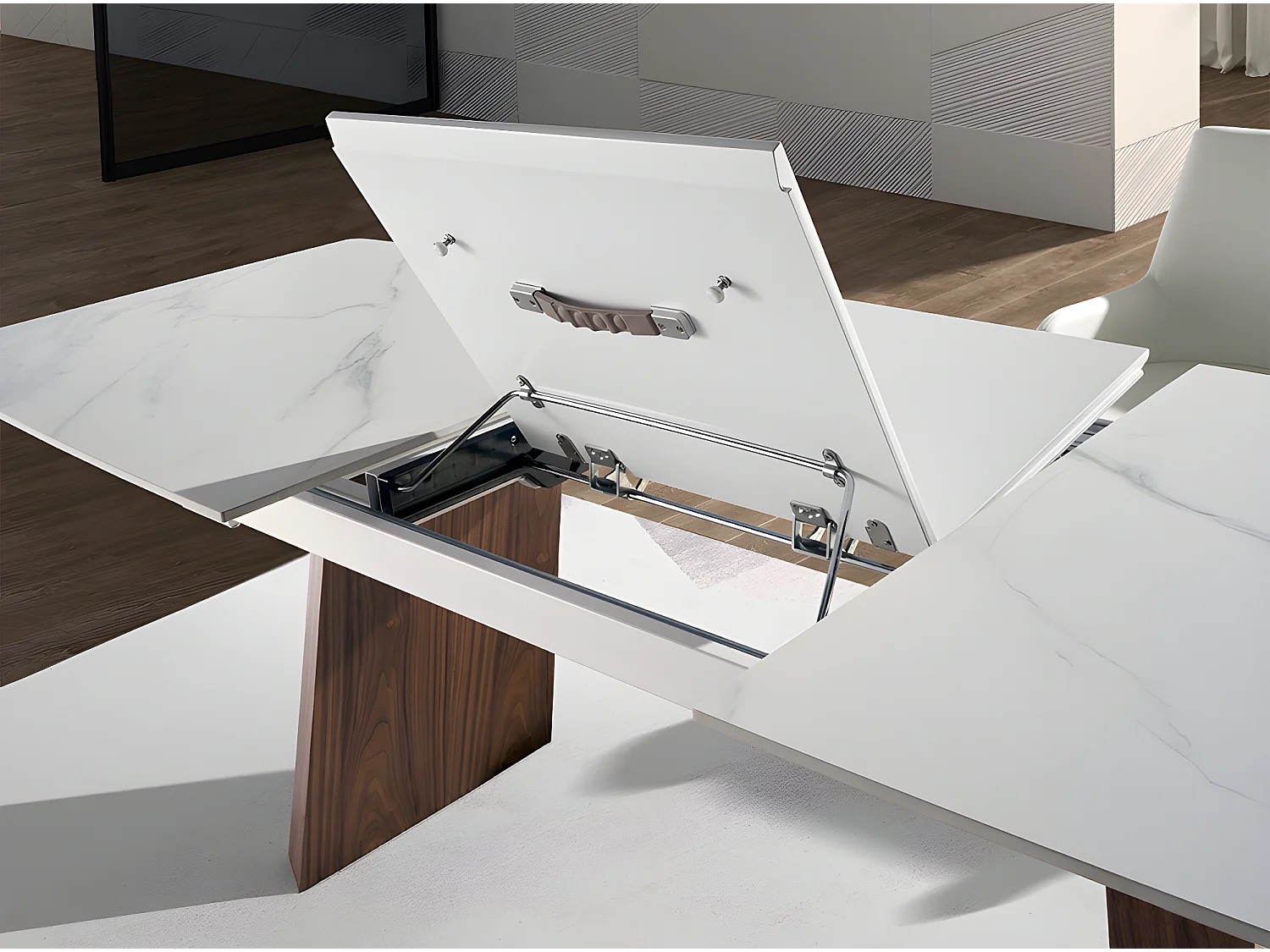 Table à manger à rallonge baril ovale marbre porcelaine 1134 ANGEL CERDA