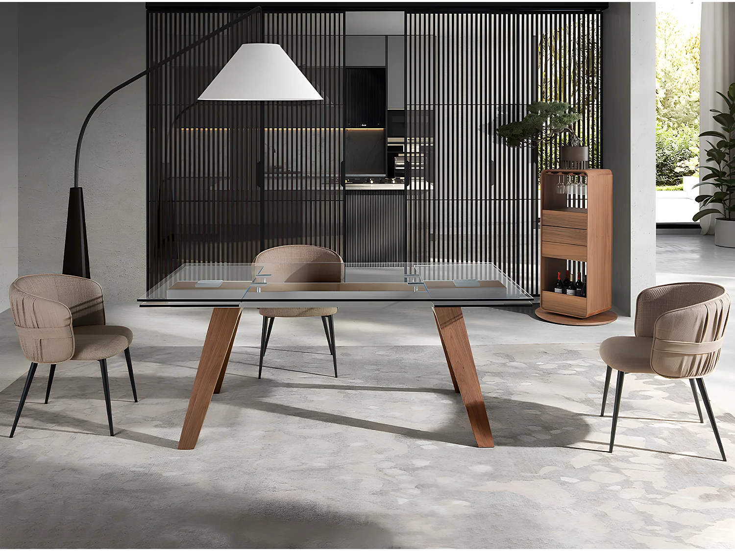 Tavolo da pranzo allungabile rettangolare vetro temperato   1131 ANGEL CERDA