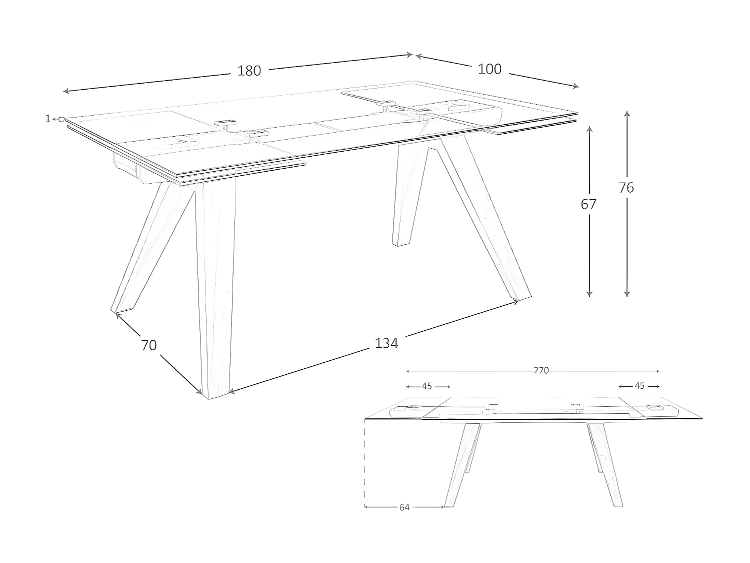 Tavolo da pranzo allungabile rettangolare vetro temperato   1131 ANGEL CERDA