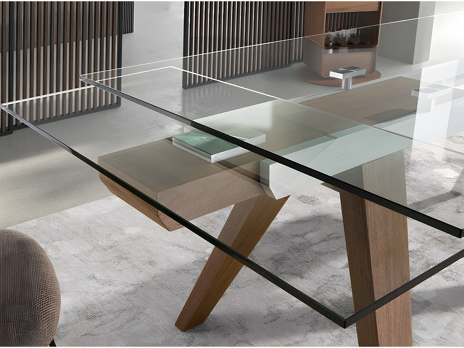 Tavolo da pranzo allungabile rettangolare vetro temperato   1131 ANGEL CERDA