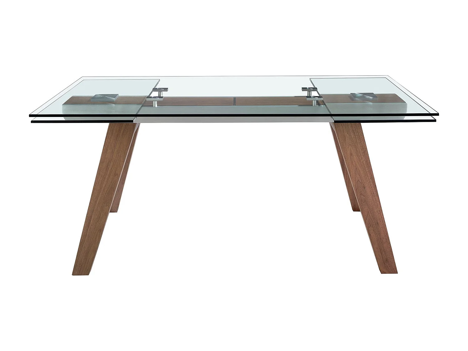 Table à manger à rallonge rectangulaire verre trempé et noyer 1131 ANGEL CERDA