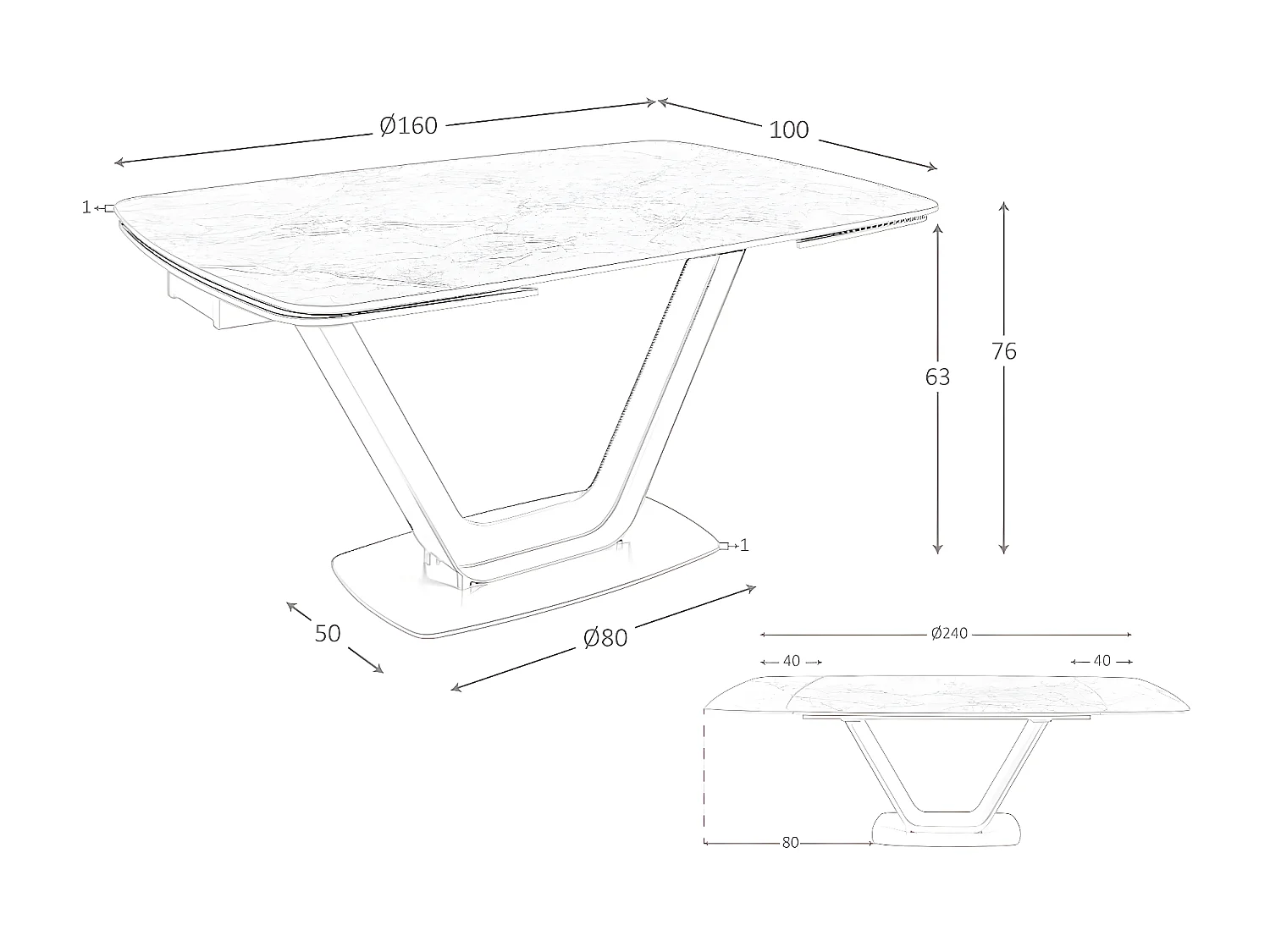 Table à manger à rallonge baril ovale marbre porcelaine 1132 ANGEL CERDA