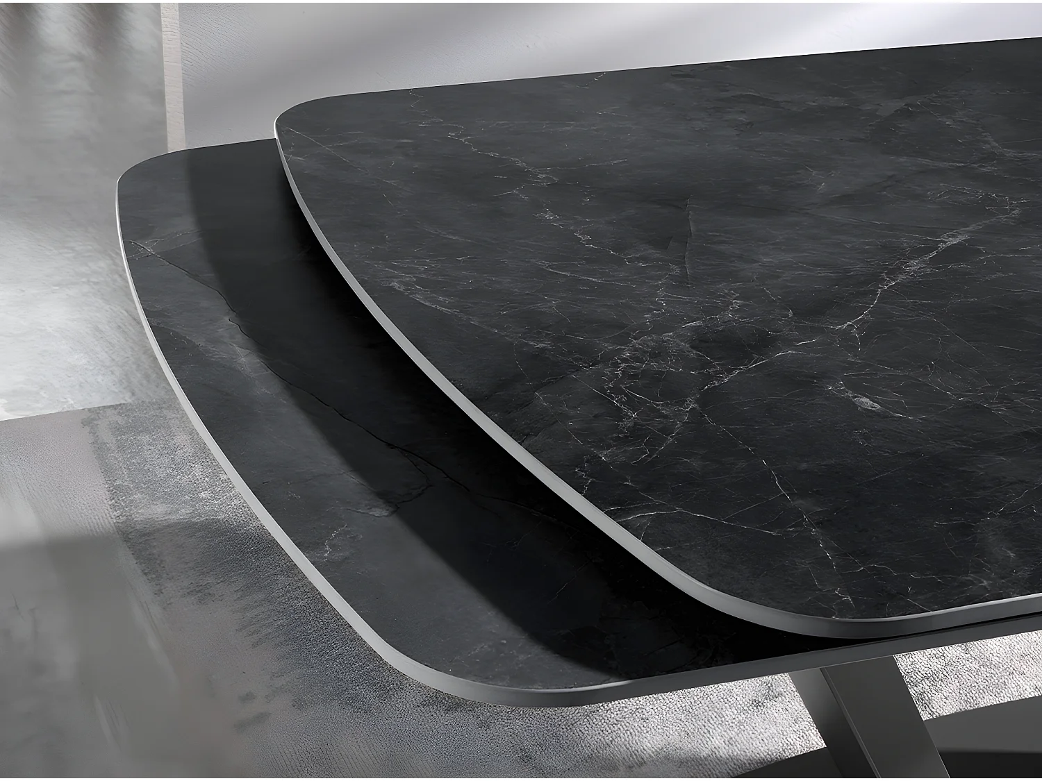 Table à manger à rallonge baril ovale marbre porcelaine 1132 ANGEL CERDA