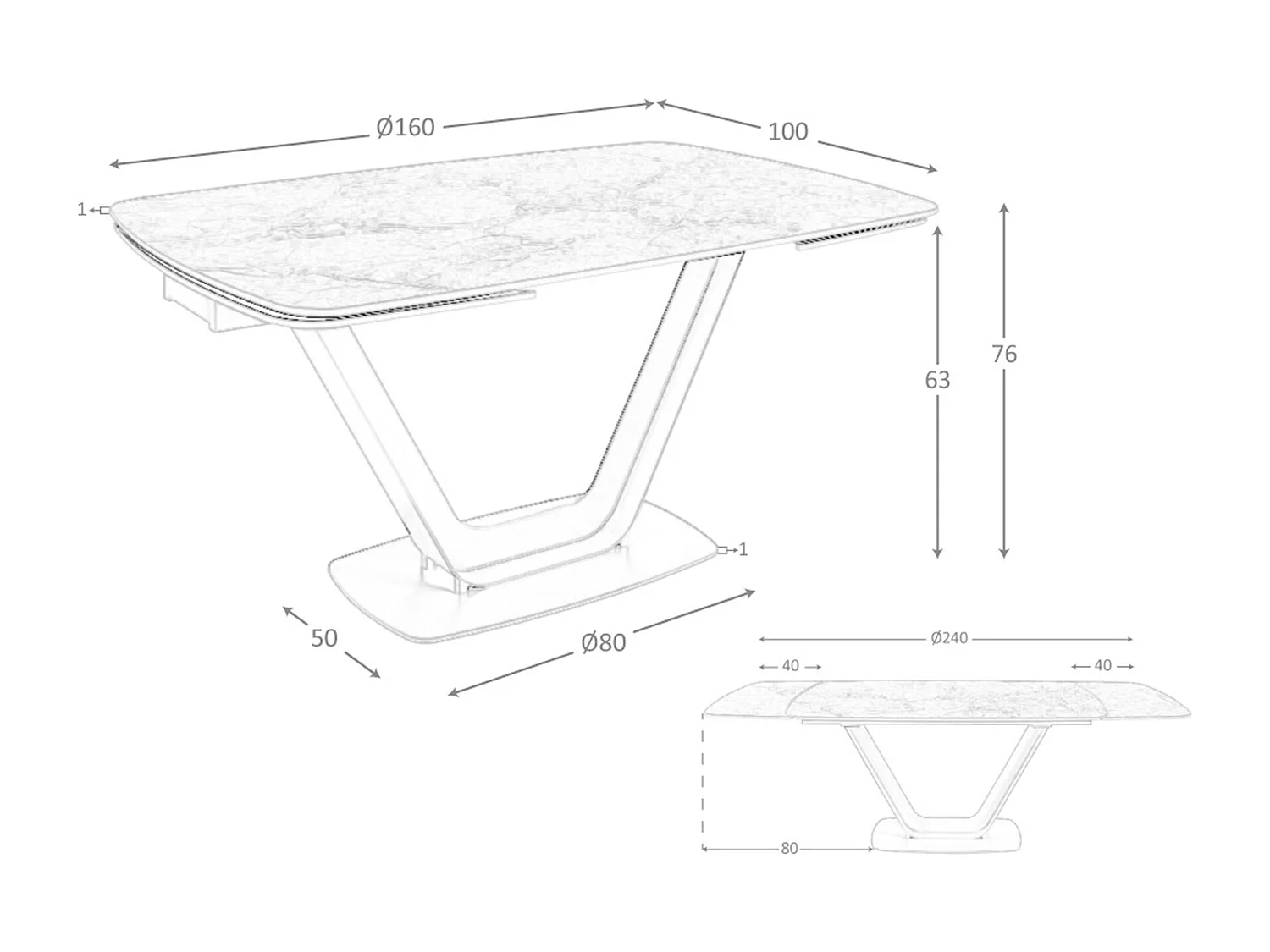 Table à manger à rallonge baril ovale marbre porcelaine et acier noir 1132 ANGEL CERDA