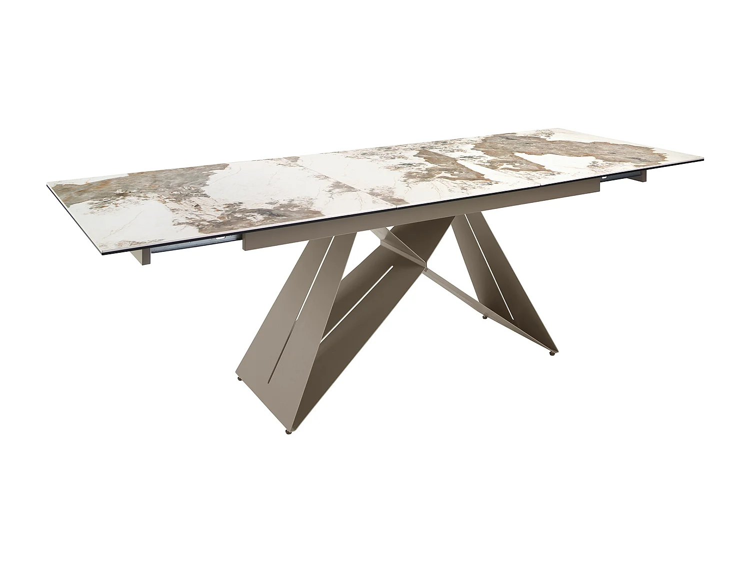 Tavolo da pranzo rettangolare allungabile in marmo porcellanato e acciaio grigio tortora 1114 ANGEL CERDA