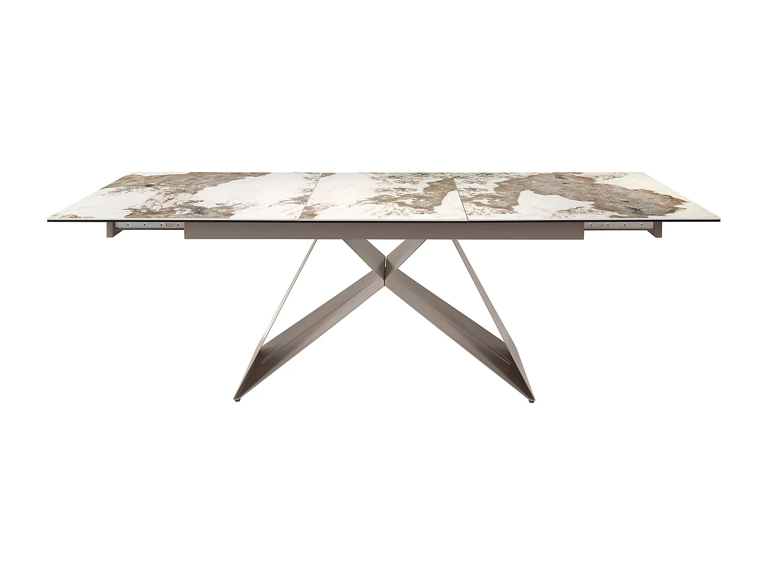 Tavolo da pranzo rettangolare allungabile in marmo porcellanato e acciaio grigio tortora 1114 ANGEL CERDA