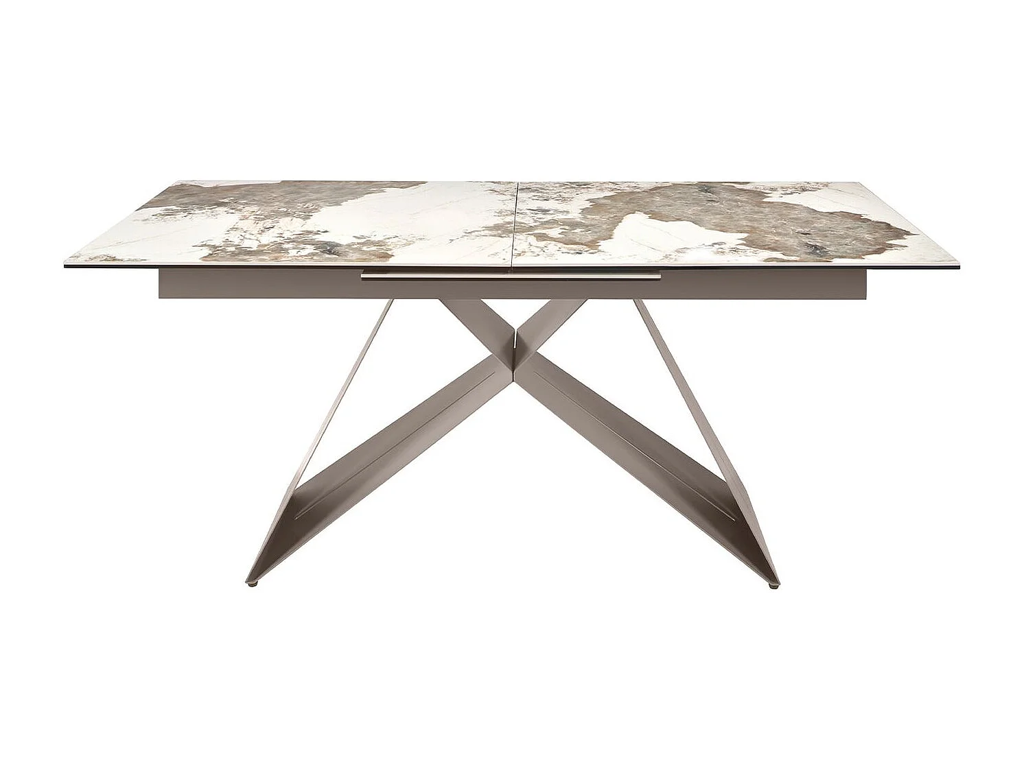 Table de salle à manger rectangulaire à rallonge en marbre porcelaine et acier gris taupe 1114 ANGEL CERDA