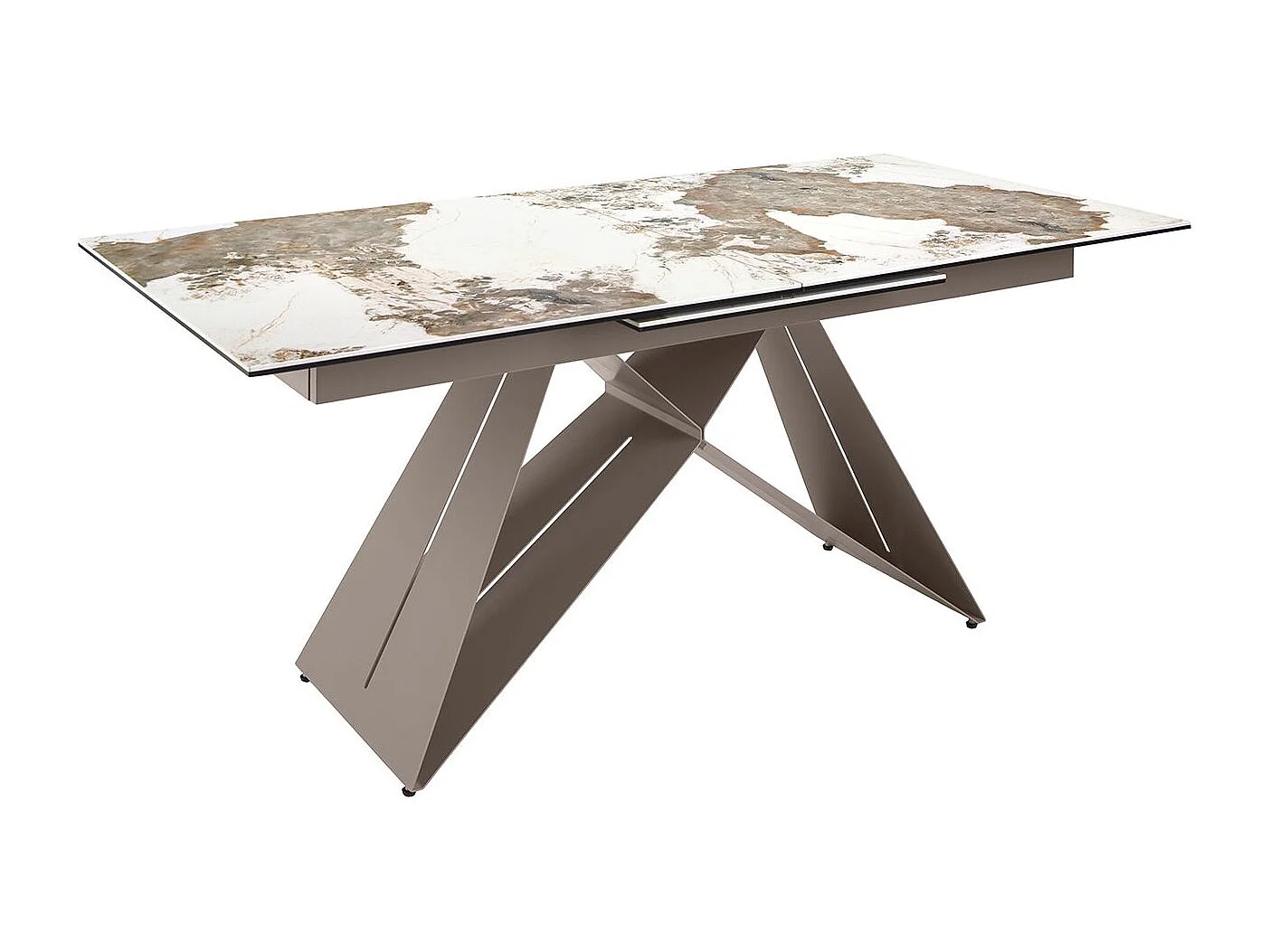 Table de salle à manger rectangulaire à rallonge en marbre porcelaine et acier gris taupe 1114 ANGEL CERDA