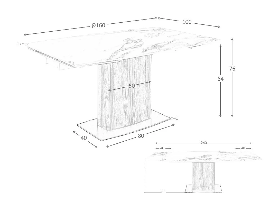 Table à manger à rallonge baril ovale marbre porcelaine 1133 ANGEL CERDA