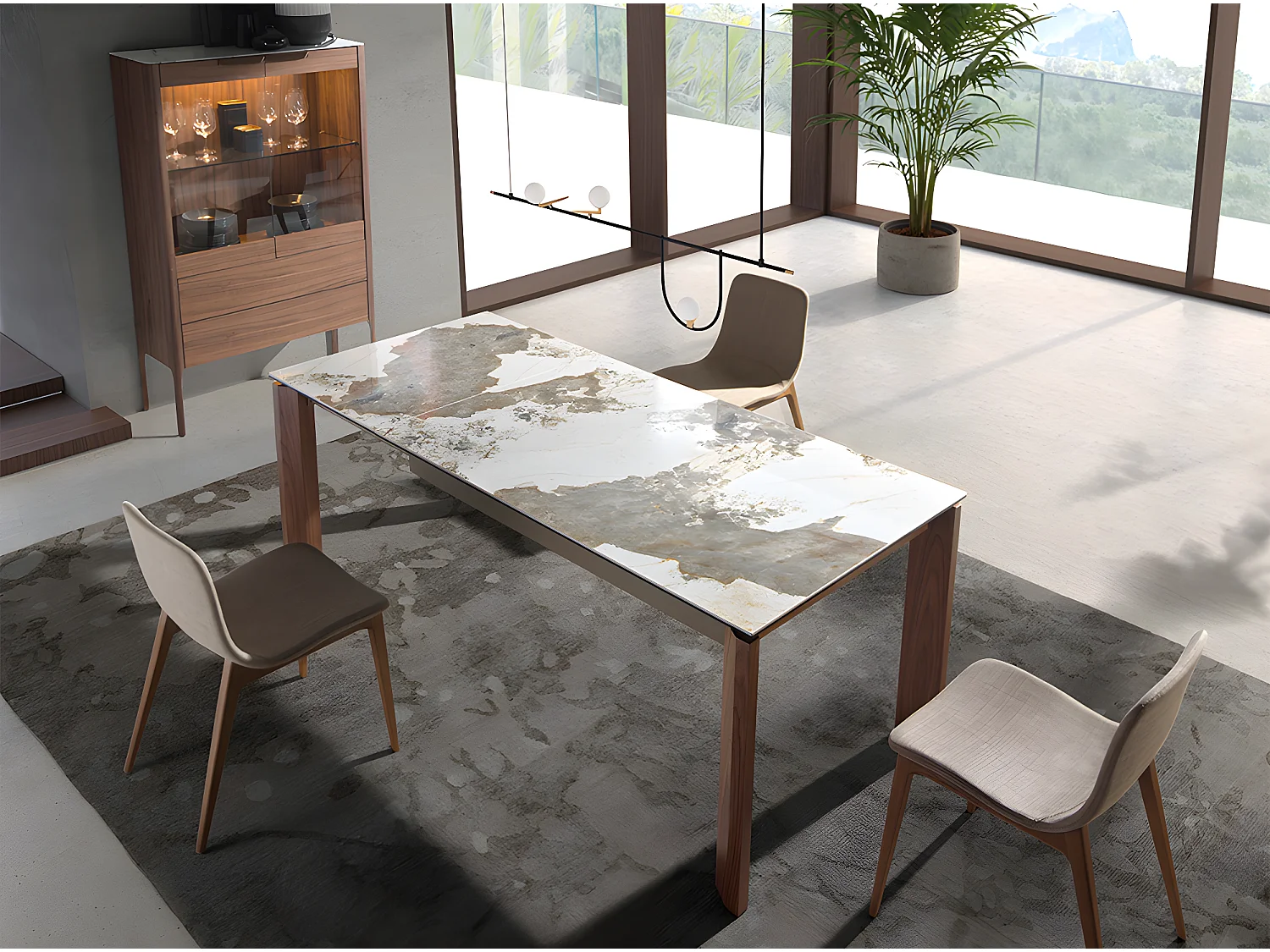 Table à manger à rallonge rectangulaire marbre porcelaine 1118 ANGEL CERDA