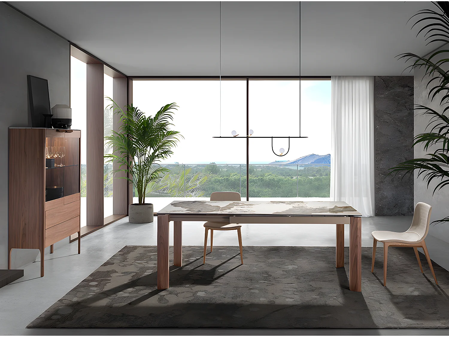 Table à manger à rallonge rectangulaire marbre porcelaine 1118 ANGEL CERDA