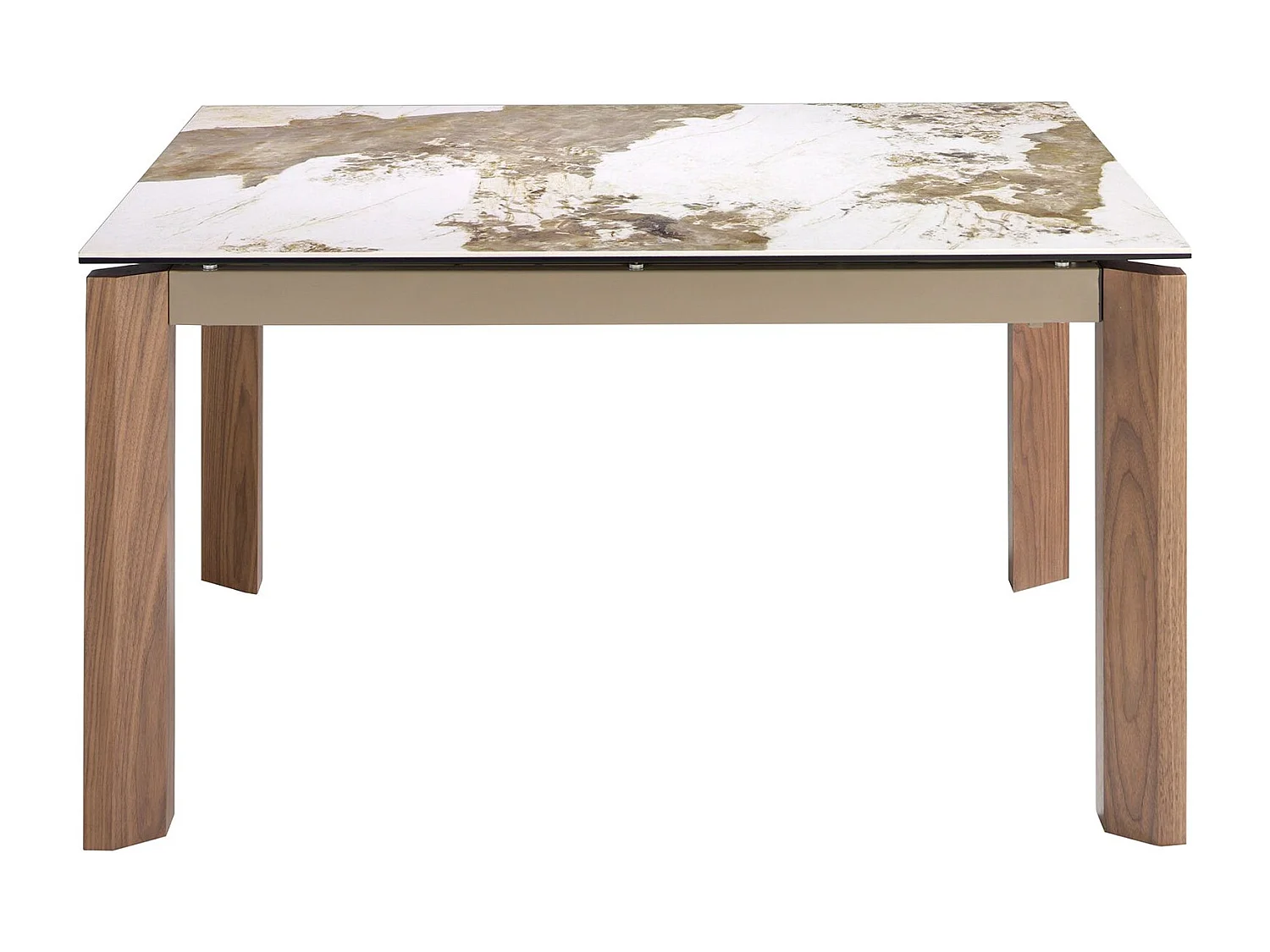 Table à manger à rallonge rectangulaire marbre porcelaine et noyer 1118 ANGEL CERDA