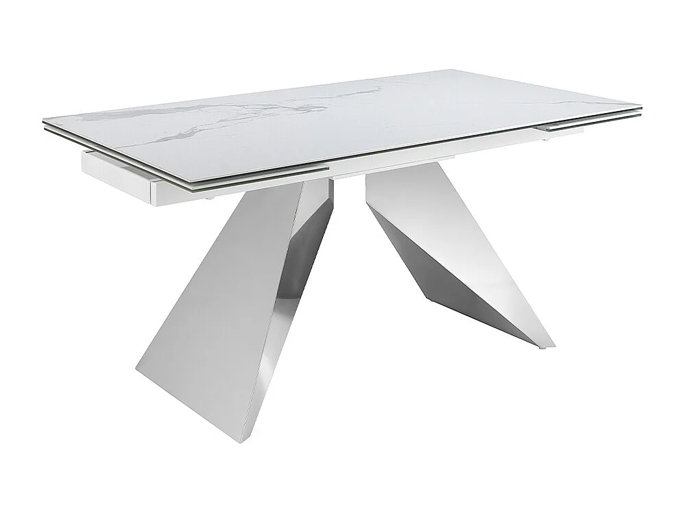 Mesa de jantar extensível barril oval mármore porcelânico e aço preto 1116 ANGEL CERDA