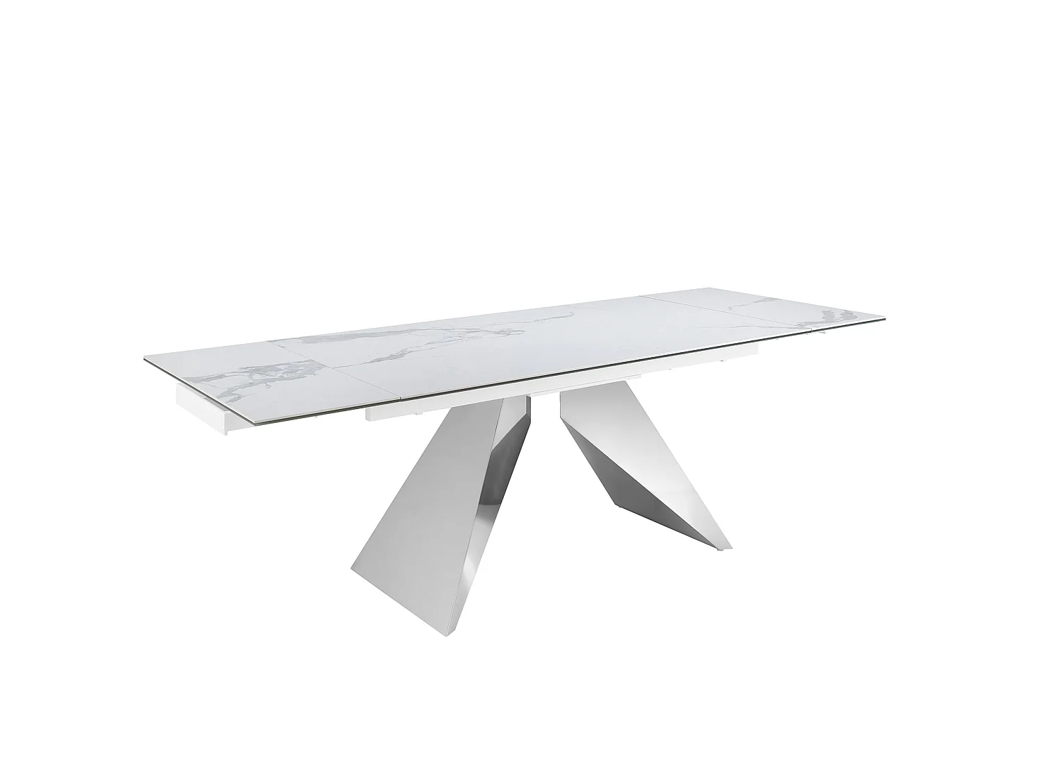 Rectangular porcelain marble and chrome-plated steel extending dining table 1116 ANGEL CERDA