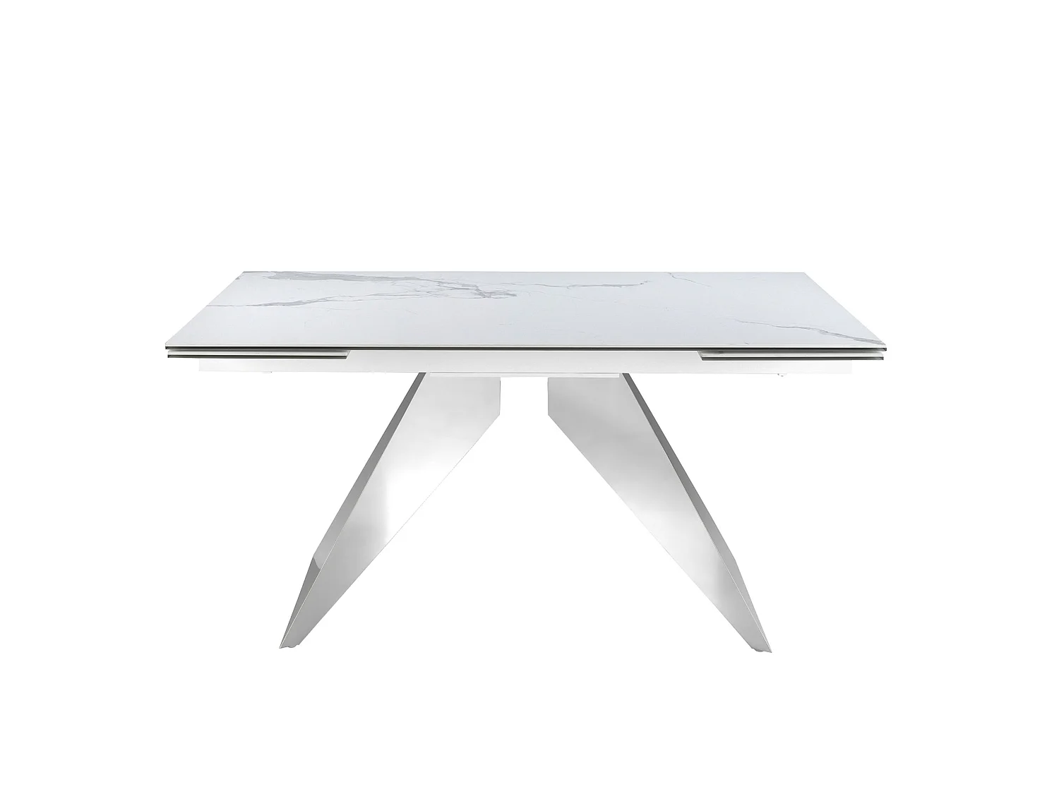 Rectangular porcelain marble and chrome-plated steel extending dining table 1116 ANGEL CERDA