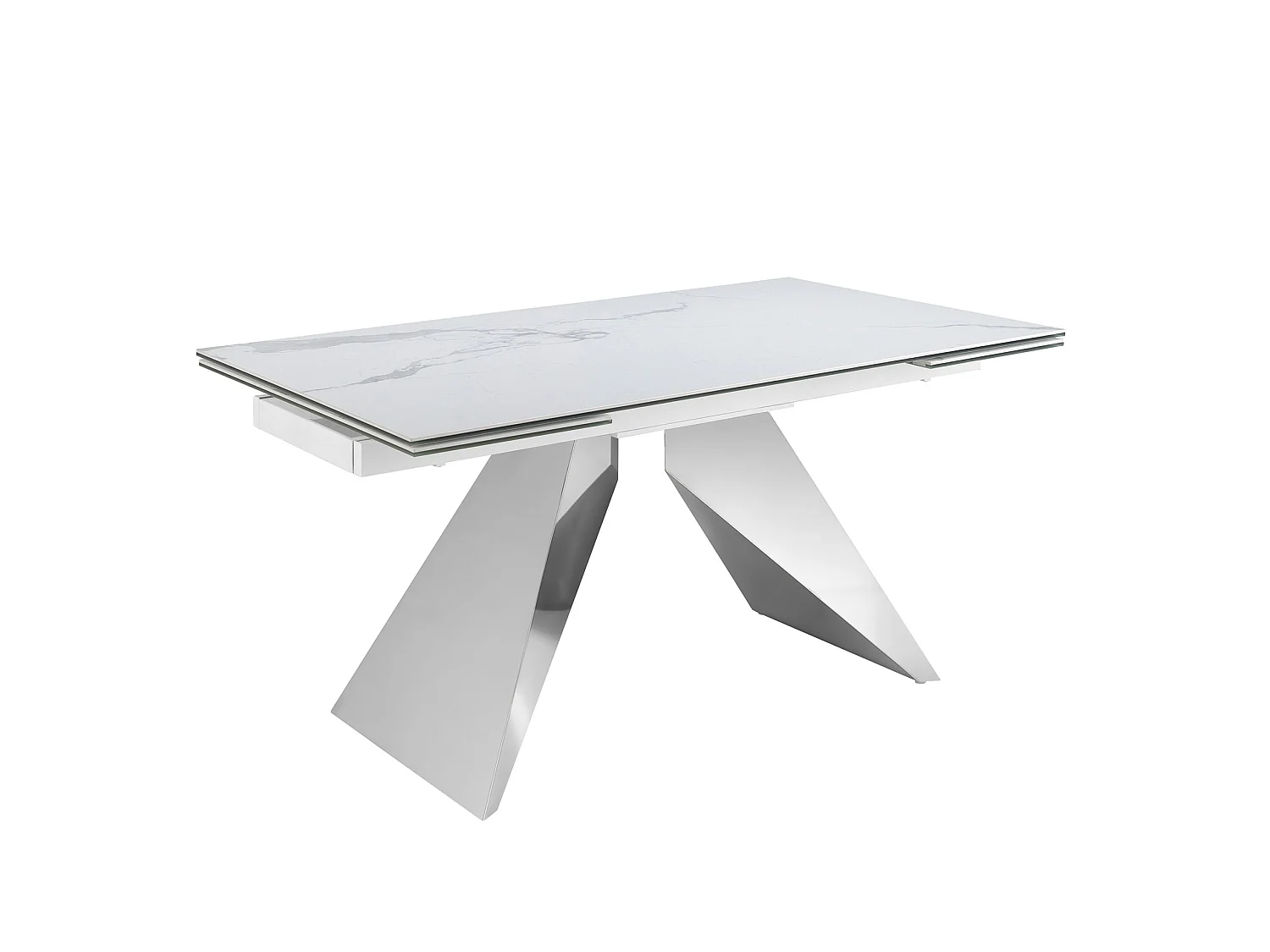 Rectangular porcelain marble and chrome-plated steel extending dining table 1116 ANGEL CERDA