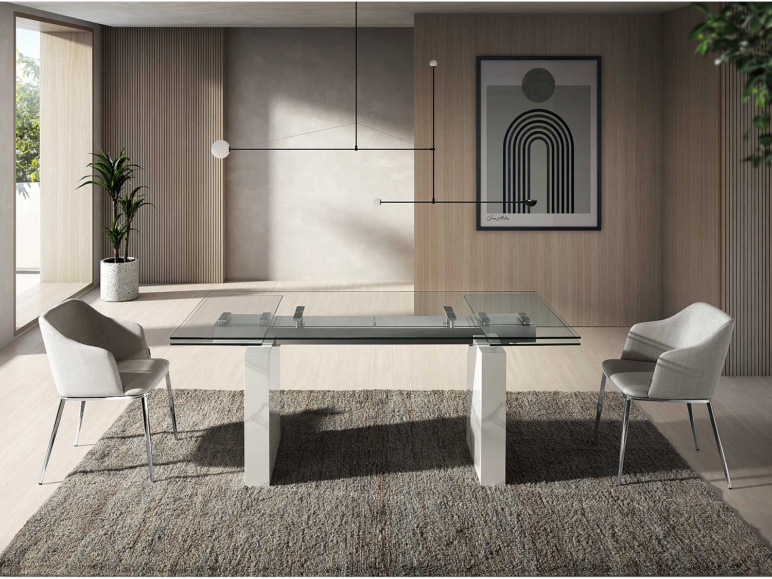 Table à manger à rallonge rectangulaire verre trempé 1112 ANGEL CERDA