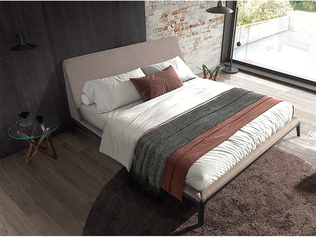 Ronde hoektafel van gehard glas en walnoot 2127 ANGEL CERDA