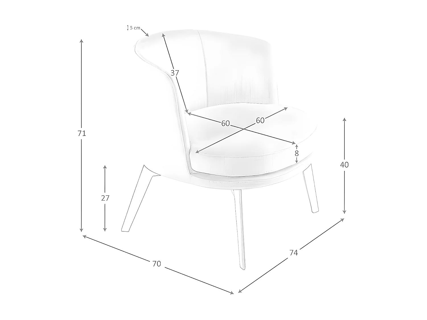 Sessel aus cremefarbenem Stoff  5108 ANGEL CERDA