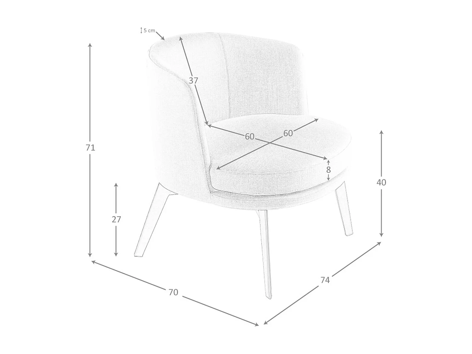 Fauteuil en tissu crème 5108 ANGEL CERDA