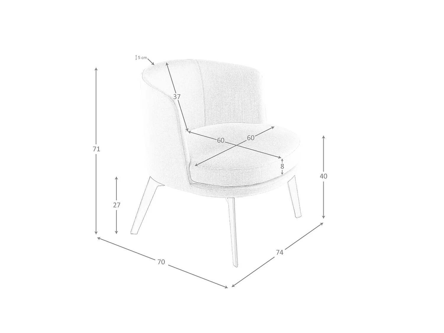 Fauteuil en tissu crème 5108 ANGEL CERDA